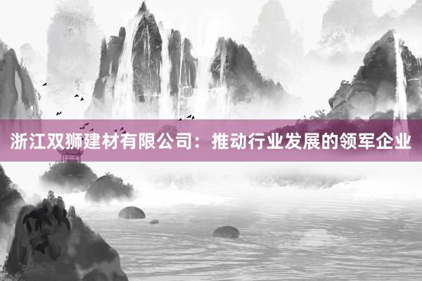 浙江双狮建材有限公司：推动行业发展的领军企业